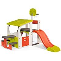 Smoby-840203 Área Multijuegos- Color Rojo-Verde-Blanco-Gris (840203)